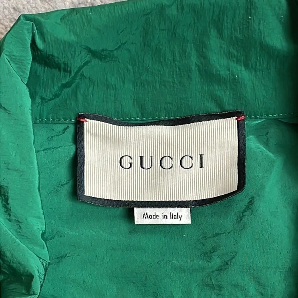 Gucci Oversized Nylon Track Jacket Water Repellent Black Green Red Mens Sz M